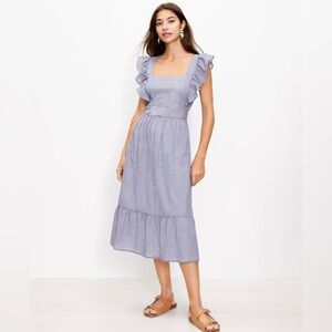 Loft Ruffle Cutout Back Midi Dress